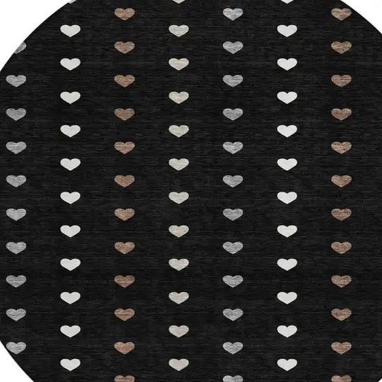 8' Black And Ivory Round Geometric Washable Indoor Outdoor Area Rug Photo 2