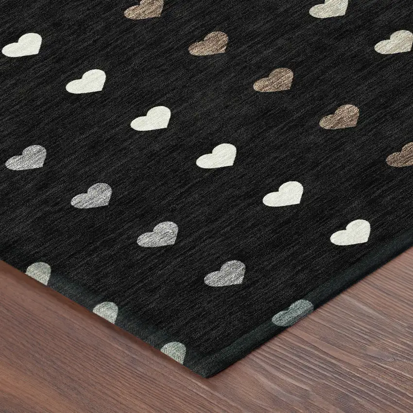 8' Black And Ivory Round Geometric Washable Indoor Outdoor Area Rug Photo 6