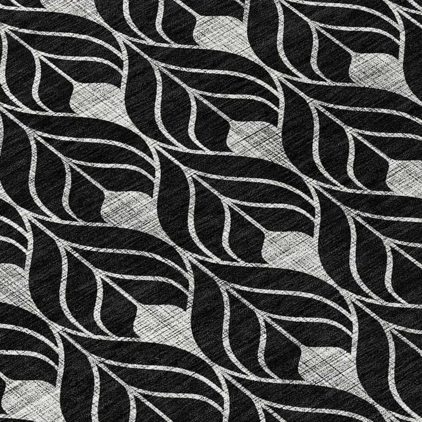 8' Black And Ivory Round Geometric Washable Indoor Outdoor Area Rug Photo 8