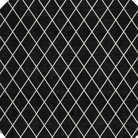 8' Black And Ivory Round Geometric Washable Indoor Outdoor Area Rug Photo 5