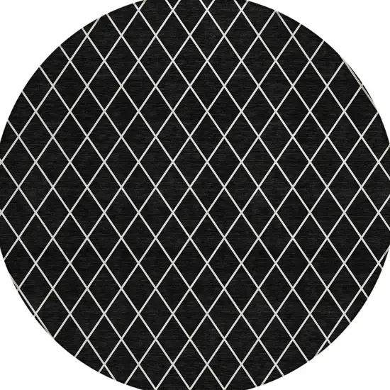 8' Black And Ivory Round Geometric Washable Indoor Outdoor Area Rug Photo 6