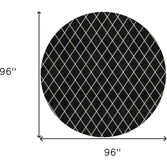 8' Black And Ivory Round Geometric Washable Indoor Outdoor Area Rug Photo 3