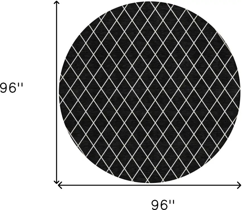 8' Black And Ivory Round Geometric Washable Indoor Outdoor Area Rug Photo 3