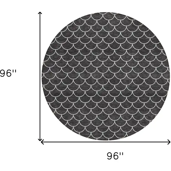 8' Black And Ivory Round Geometric Washable Indoor Outdoor Area Rug Photo 3