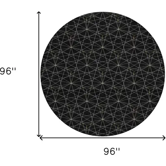 8' Black And Ivory Round Geometric Washable Indoor Outdoor Area Rug Photo 3