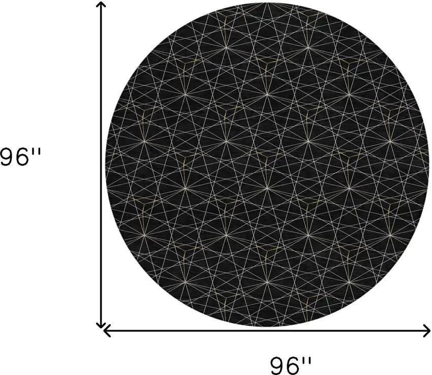 8' Black And Ivory Round Geometric Washable Indoor Outdoor Area Rug Photo 3