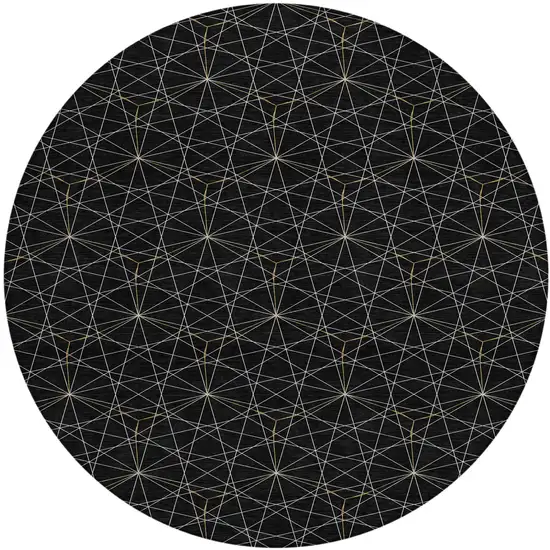 8' Black And Ivory Round Geometric Washable Indoor Outdoor Area Rug Photo 2