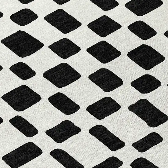 8' Black And Ivory Round Geometric Washable Indoor Outdoor Area Rug Photo 8