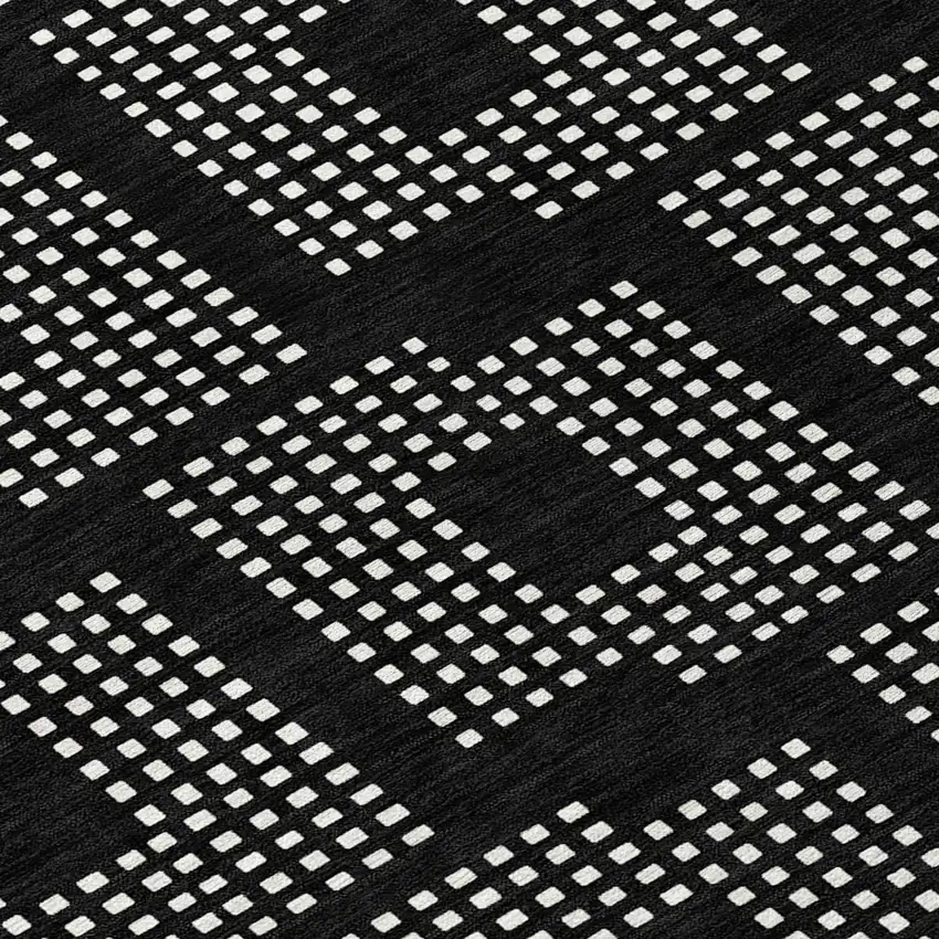 8' Black And Ivory Round Geometric Washable Indoor Outdoor Area Rug Photo 8