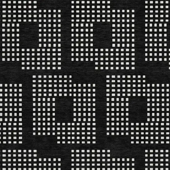 8' Black And Ivory Round Geometric Washable Indoor Outdoor Area Rug Photo 4
