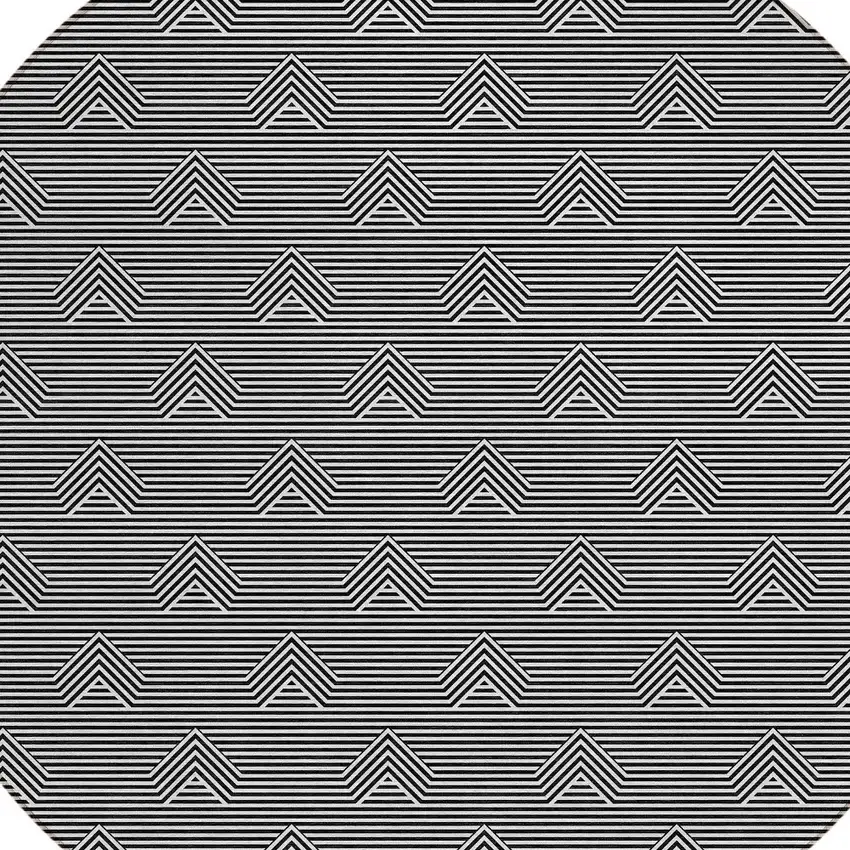 8' Black And Ivory Round Geometric Washable Indoor Outdoor Area Rug Photo 4