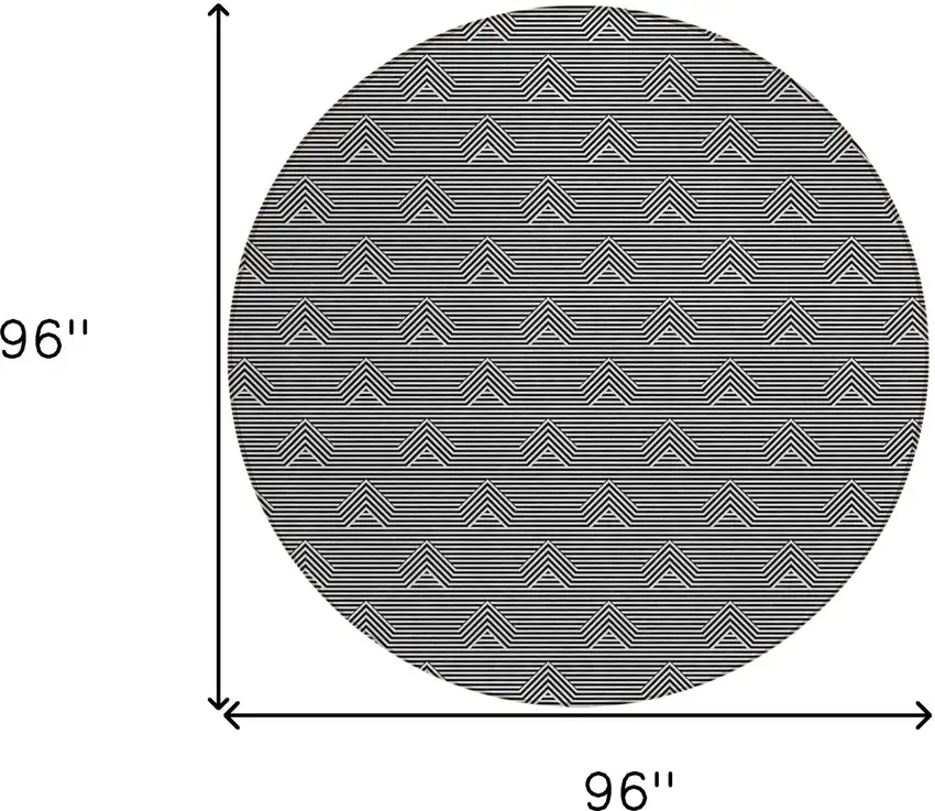 8' Black And Ivory Round Geometric Washable Indoor Outdoor Area Rug Photo 3