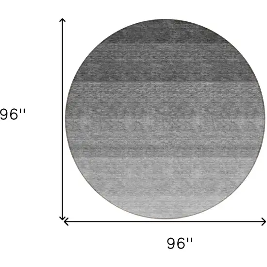 8' Black And Ivory Round Ombre Washable Indoor Outdoor Area Rug Photo 3