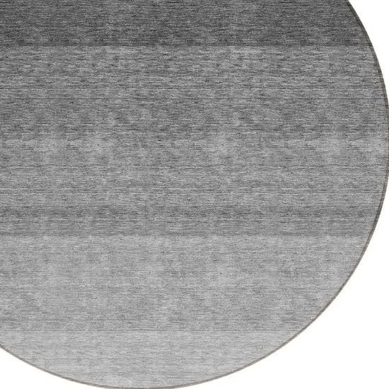 8' Black And Ivory Round Ombre Washable Indoor Outdoor Area Rug Photo 4