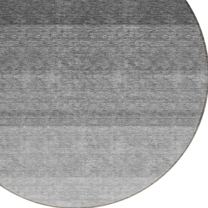 8' Black And Ivory Round Ombre Washable Indoor Outdoor Area Rug Photo 4
