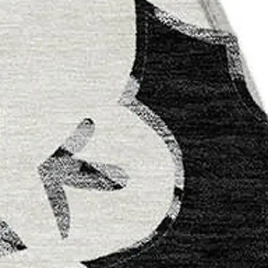 8' Black And Ivory Round Quatrefoil Washable Indoor Outdoor Area Rug Photo 6