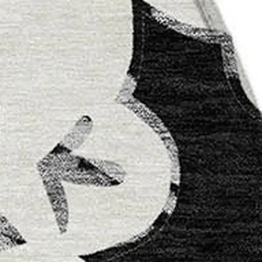 8' Black And Ivory Round Quatrefoil Washable Indoor Outdoor Area Rug Photo 6