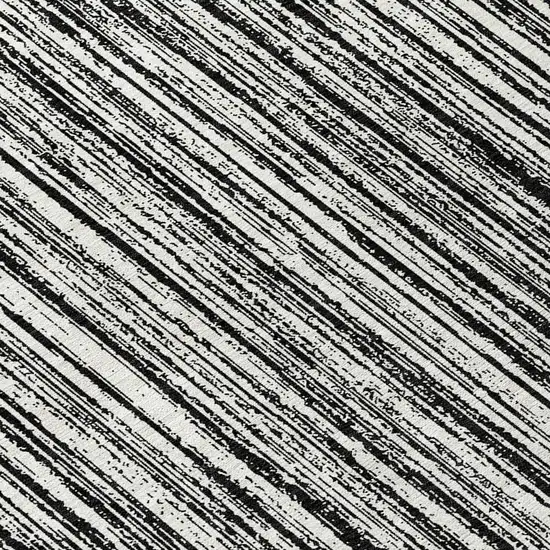 8' Black And Ivory Round Striped Washable Indoor Outdoor Area Rug Photo 9