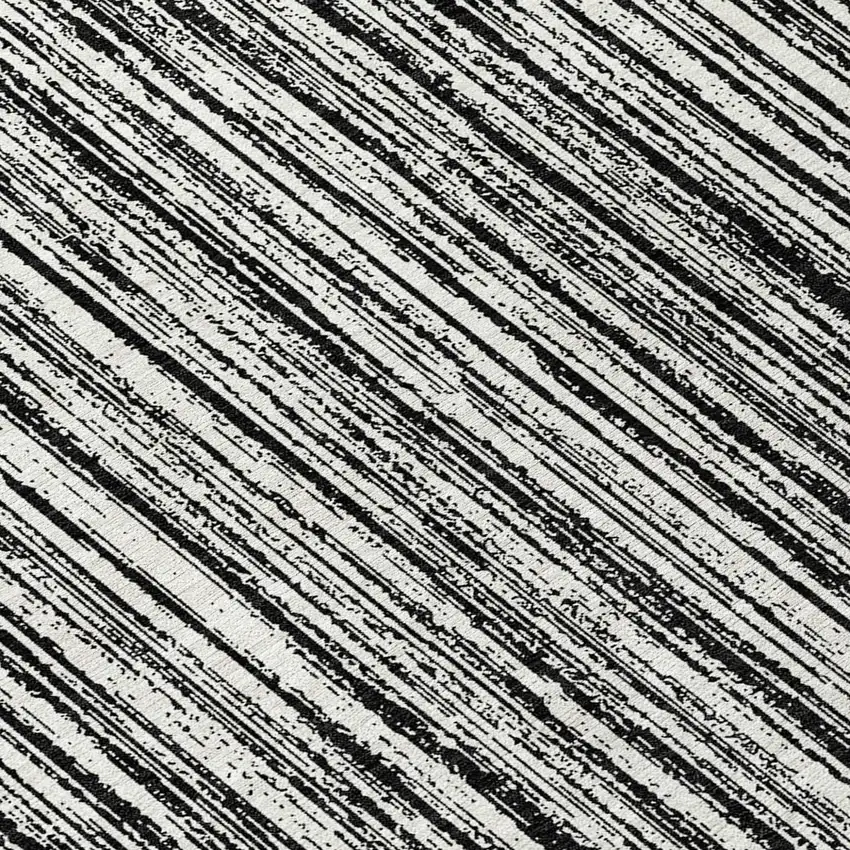 8' Black And Ivory Round Striped Washable Indoor Outdoor Area Rug Photo 9