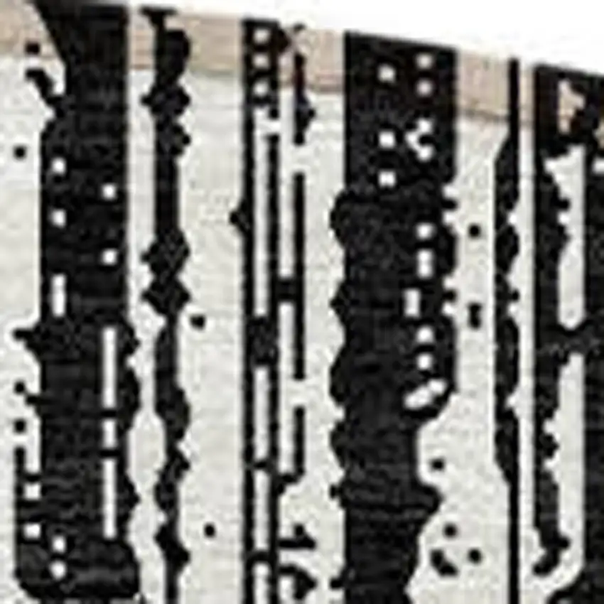 8' Black And Ivory Round Striped Washable Indoor Outdoor Area Rug Photo 5