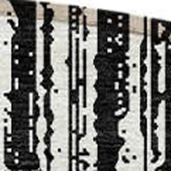 8' Black And Ivory Round Striped Washable Indoor Outdoor Area Rug Photo 5