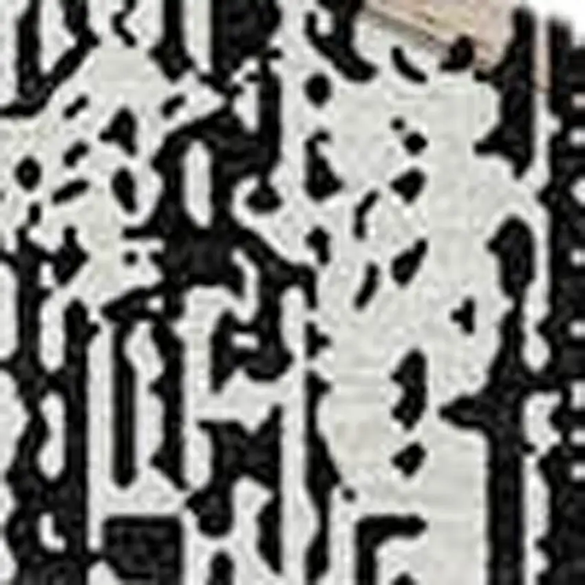 8' Black And Ivory Round Striped Washable Indoor Outdoor Area Rug Photo 5