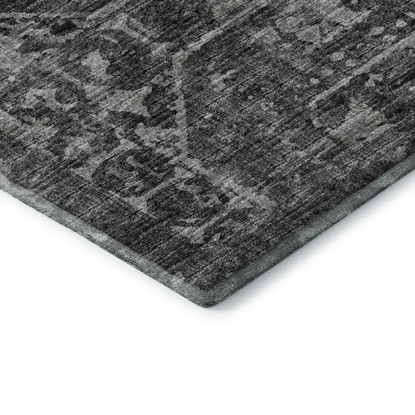 8' Black And Ivory Round Tribal Washable Indoor Outdoor Area Rug Photo 6