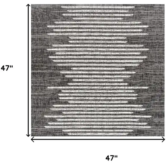 4' Black And Ivory Square Striped Indoor Outdoor Area Rug Photo 7