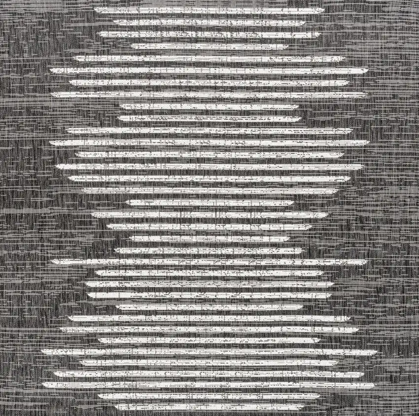 5' Black And Ivory Square Striped Indoor Outdoor Area Rug Photo 1
