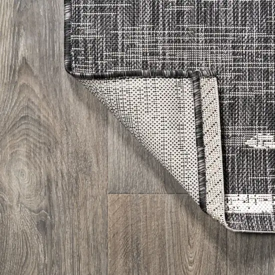 5' Black And Ivory Square Striped Indoor Outdoor Area Rug Photo 6