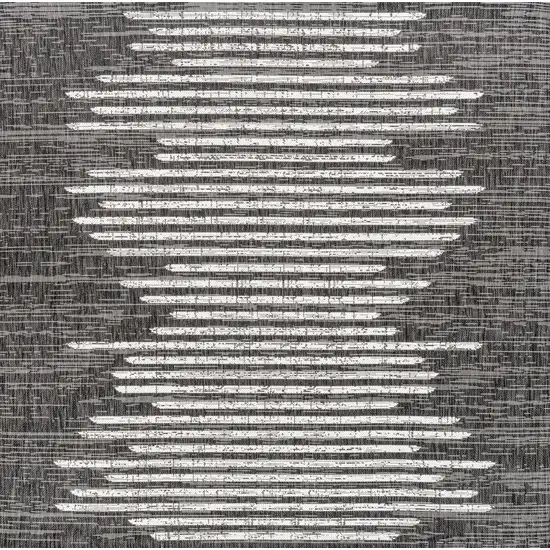 8' Black And Ivory Square Striped Indoor Outdoor Area Rug Photo 1
