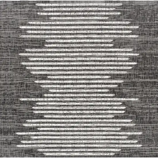 8' Black And Ivory Square Striped Indoor Outdoor Area Rug Photo 2