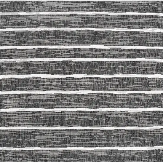 5' Black And Ivory Square Striped Indoor Outdoor Area Rug Photo 1