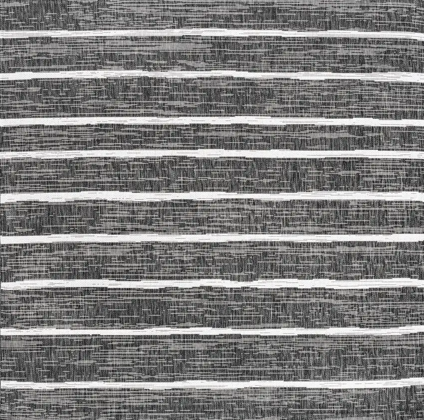 8' Black And Ivory Square Striped Indoor Outdoor Area Rug Photo 1