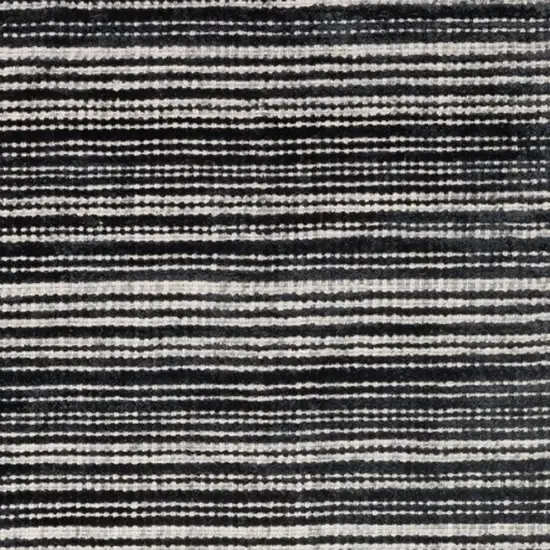 8' Black And Ivory Striped Hand Tufted Runner Rug Photo 6