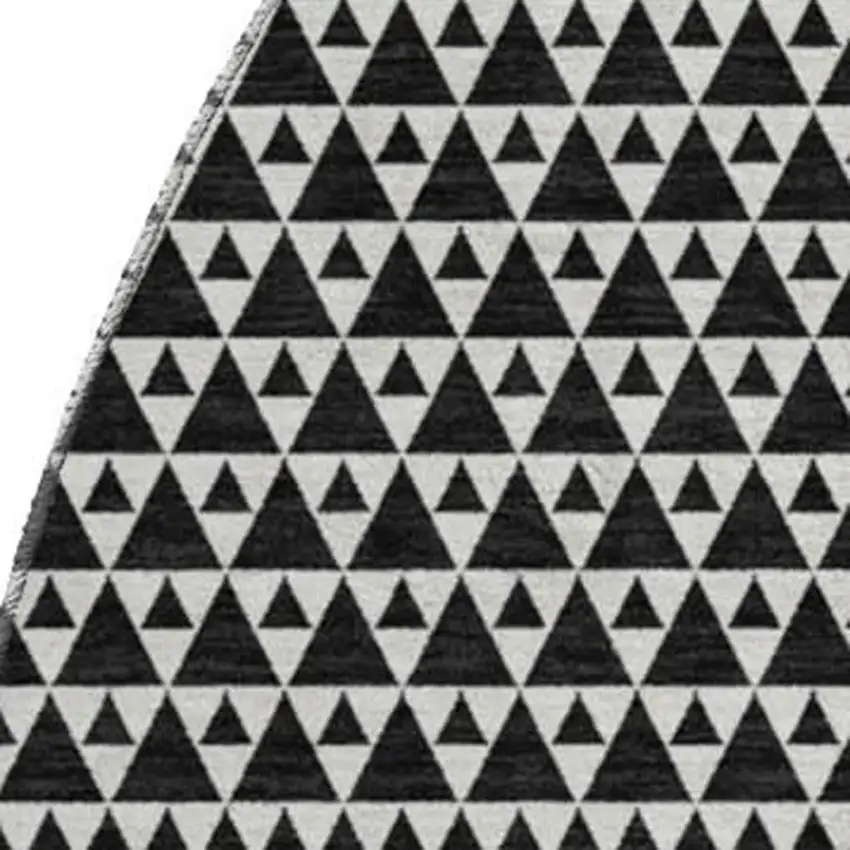 8' Black And Ivory Striped Washable Round Rug With UV Protection Photo 3