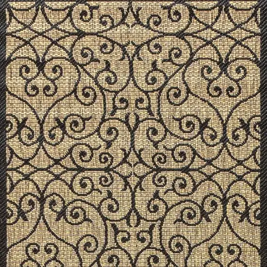 20' Black And Khaki Geometric Indoor Outdoor Runner Rug Photo 2