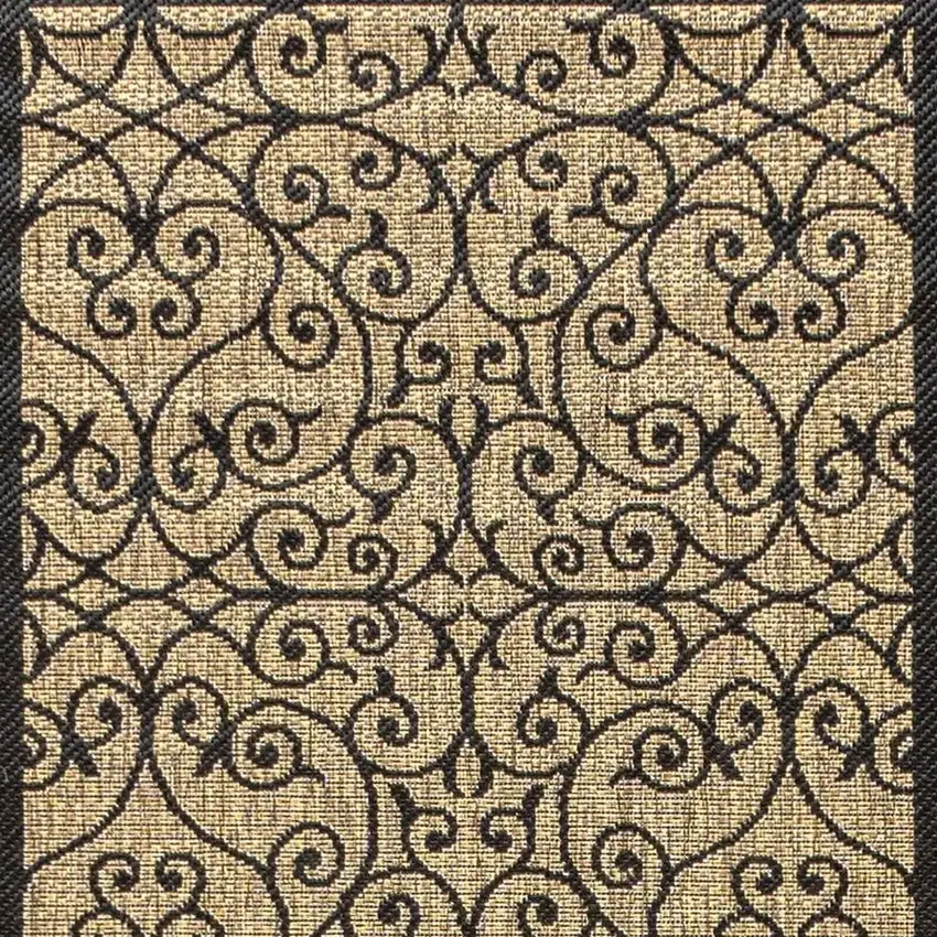 20' Black And Khaki Geometric Indoor Outdoor Runner Rug Photo 2