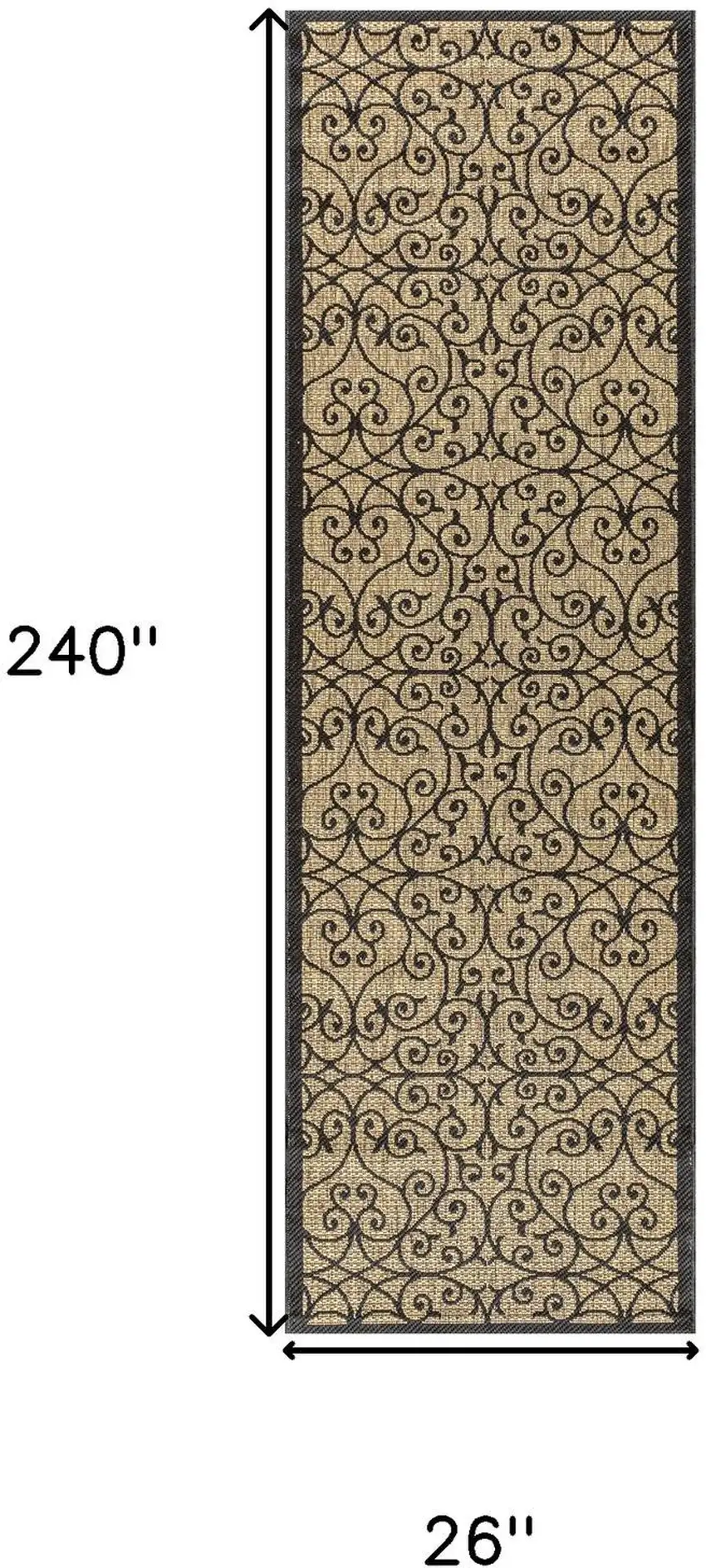 20' Black And Khaki Geometric Indoor Outdoor Runner Rug Photo 8