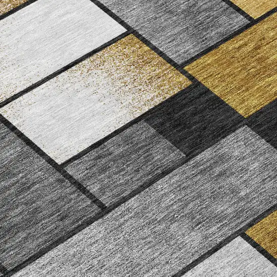 8' Black And Khaki Round Geometric Washable Indoor Outdoor Area Rug Photo 6