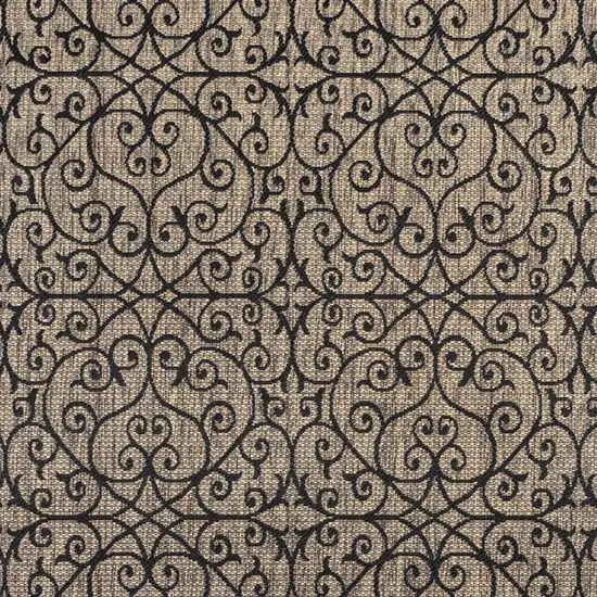 3' Black And Khaki Square Geometric Indoor Outdoor Area Rug Photo 2