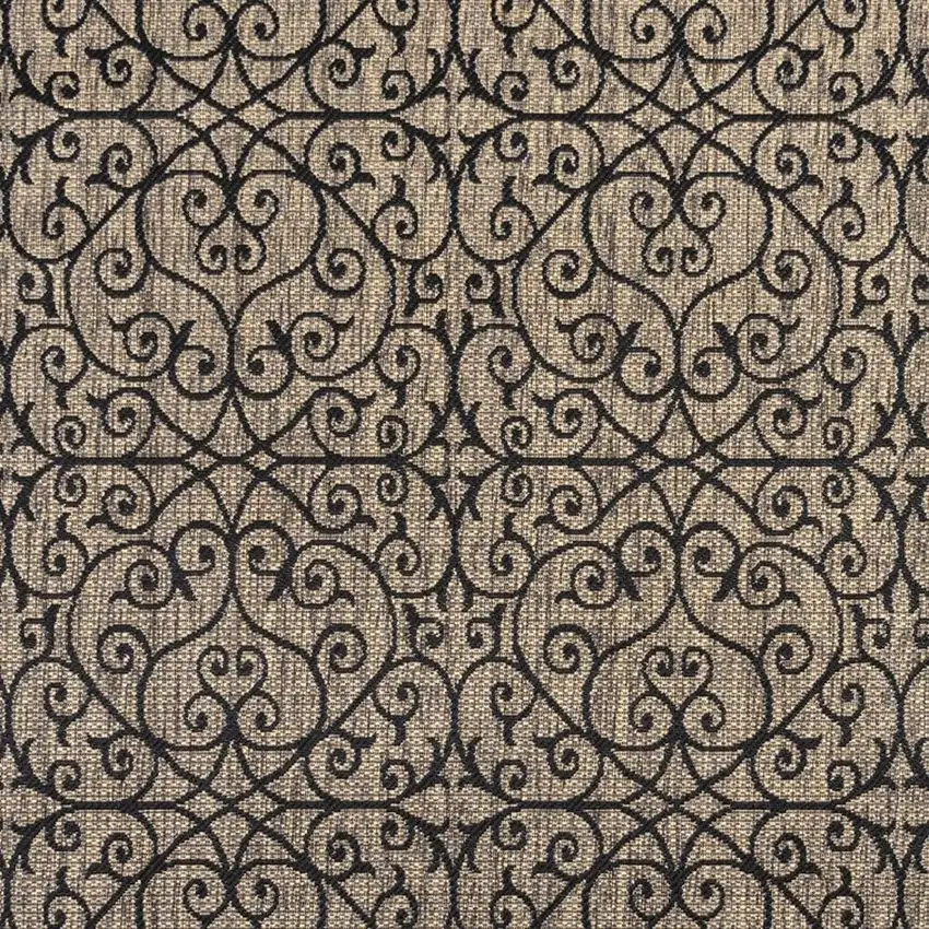 3' Black And Khaki Square Geometric Indoor Outdoor Area Rug Photo 2