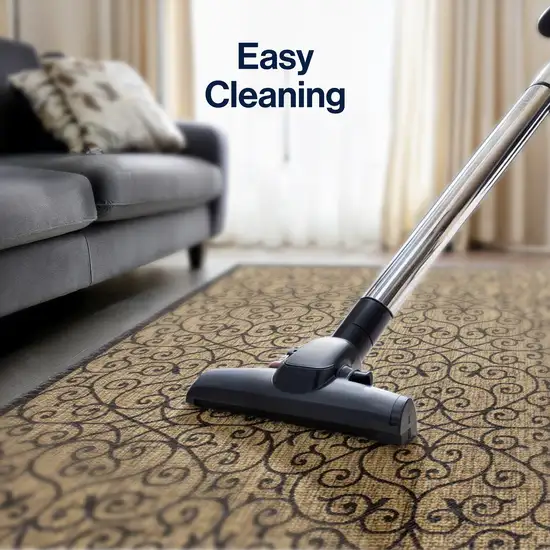 4' Black And Khaki Square Geometric Indoor Outdoor Area Rug Photo 5