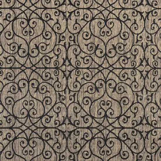 4' Black And Khaki Square Geometric Indoor Outdoor Area Rug Photo 2