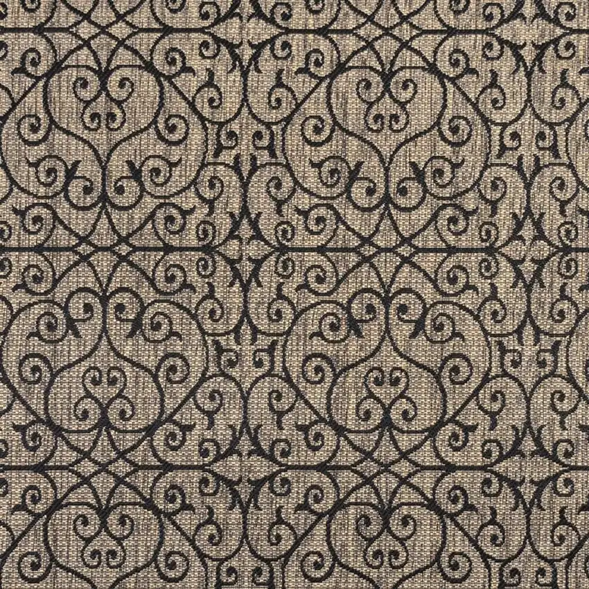 4' Black And Khaki Square Geometric Indoor Outdoor Area Rug Photo 2