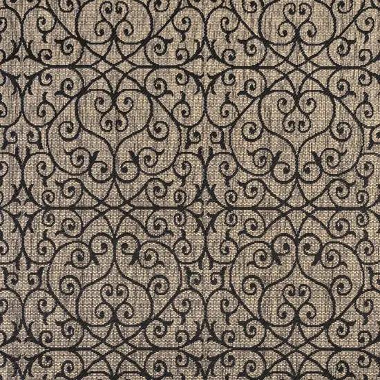 9' Black And Khaki Square Geometric Indoor Outdoor Area Rug Photo 2