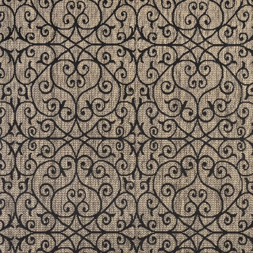 9' Black And Khaki Square Geometric Indoor Outdoor Area Rug Photo 2