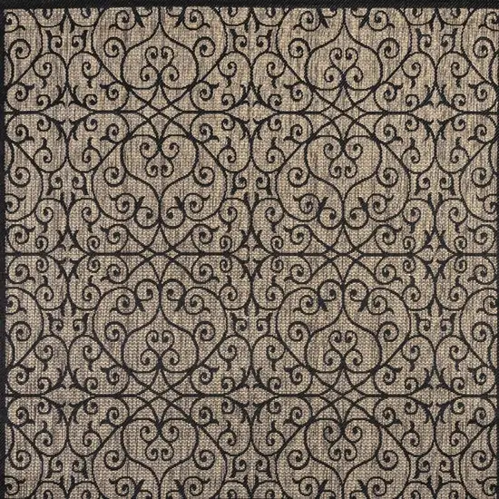 8' Black And Khaki Square Geometric Indoor Outdoor Area Rug Photo 3