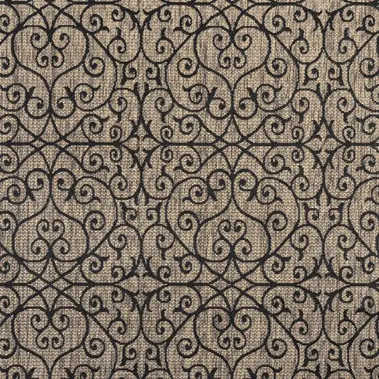 8' Black And Khaki Square Geometric Indoor Outdoor Area Rug Photo 2