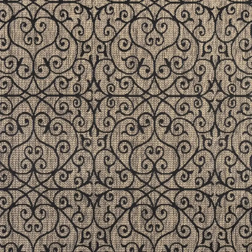 8' Black And Khaki Square Geometric Indoor Outdoor Area Rug Photo 2